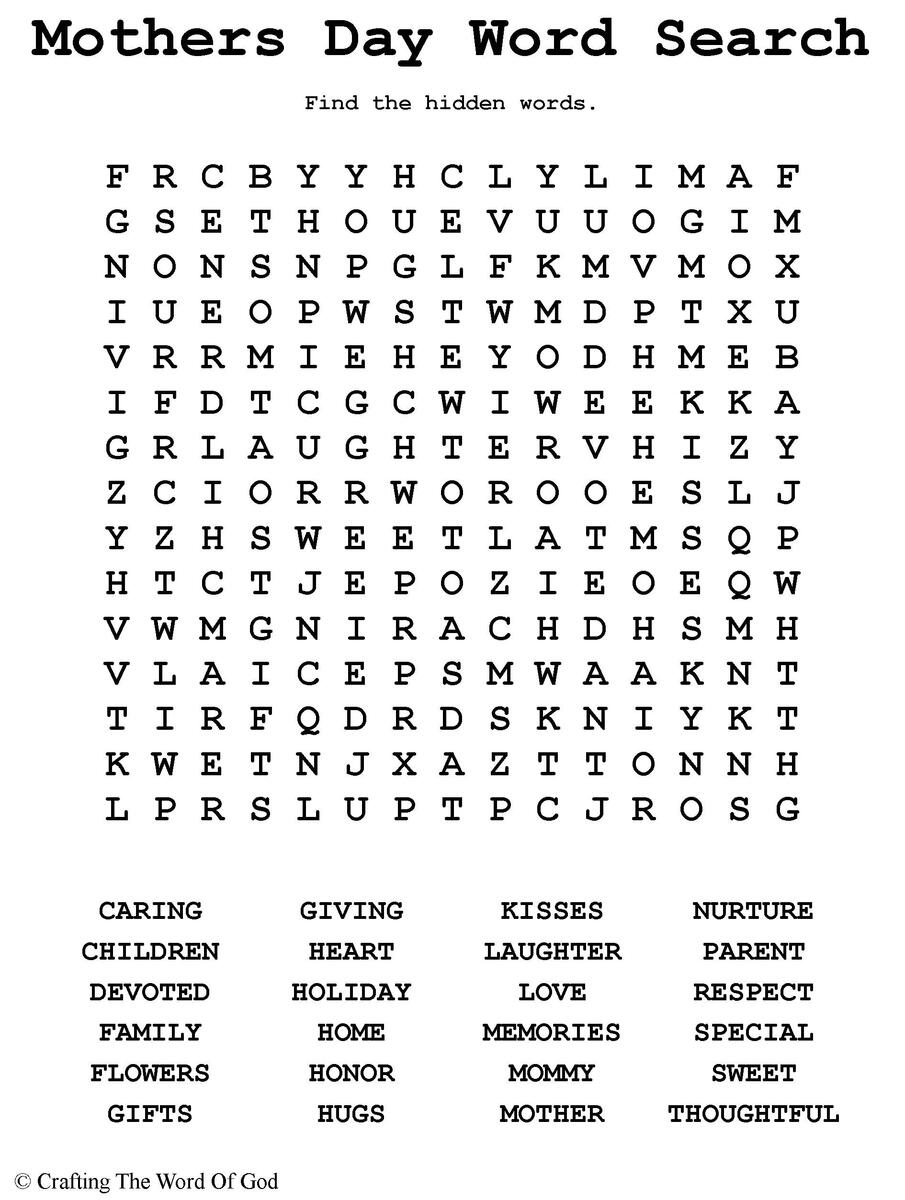 Mothers Day Word Search Activity Sheet Crafting The Word Of God Worksheets Library Mothers Day Word Search Activity Sheet Crafting The Word Of God Worksheets Library