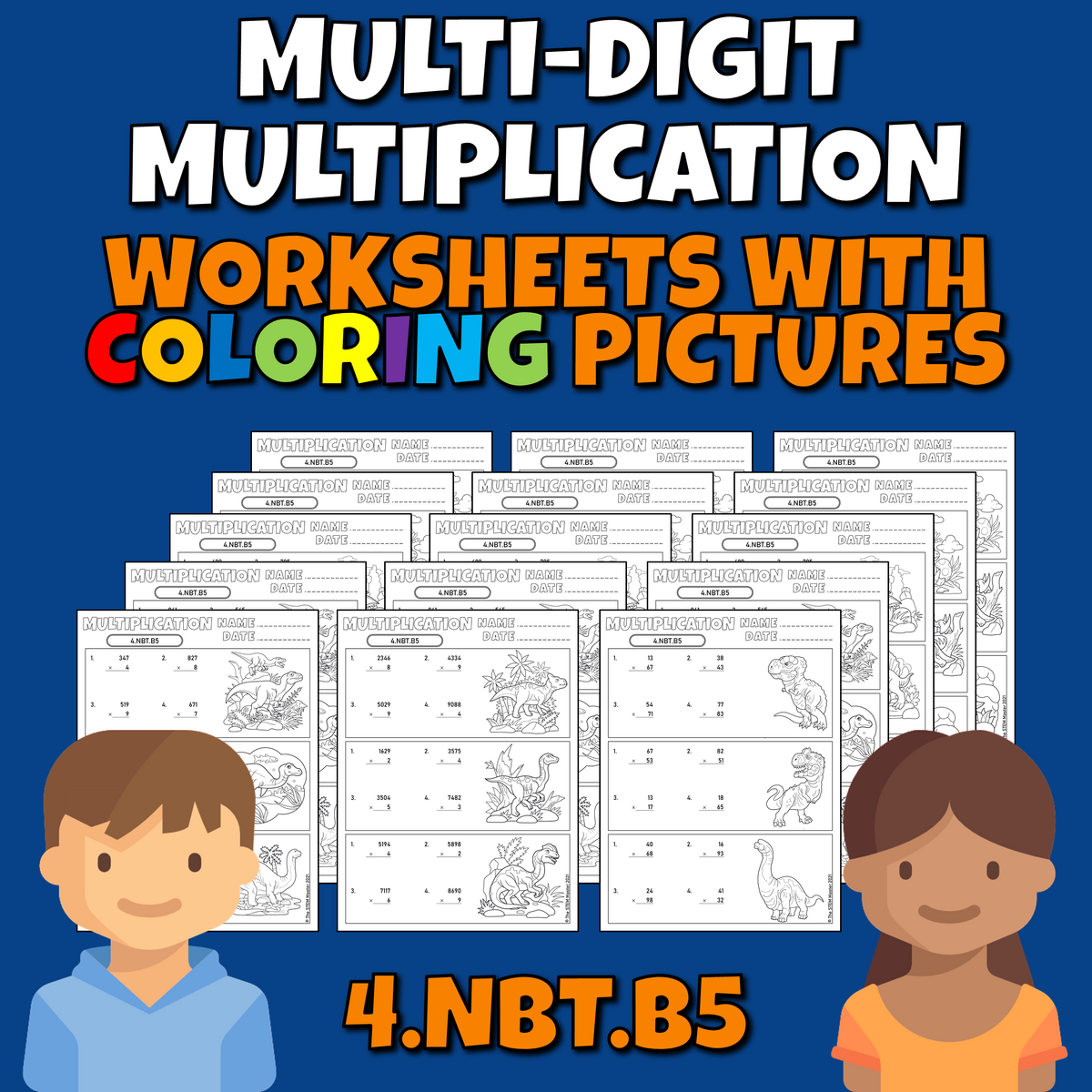 Multi Digit Multiplication 4 NBT B5 Worksheets With Coloring Pictures Made By Teachers