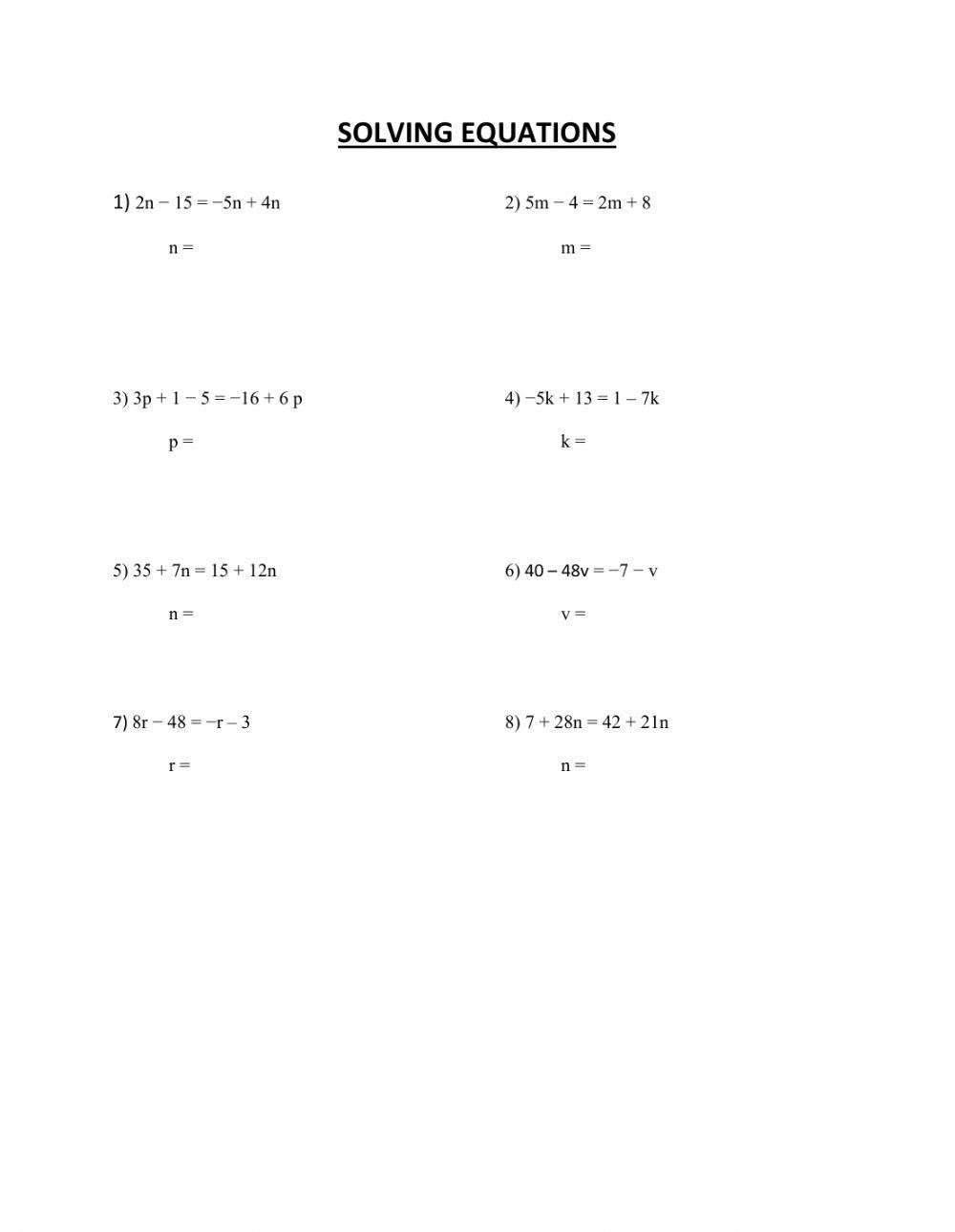 Multi Step Equations Worksheet Worksheets Library