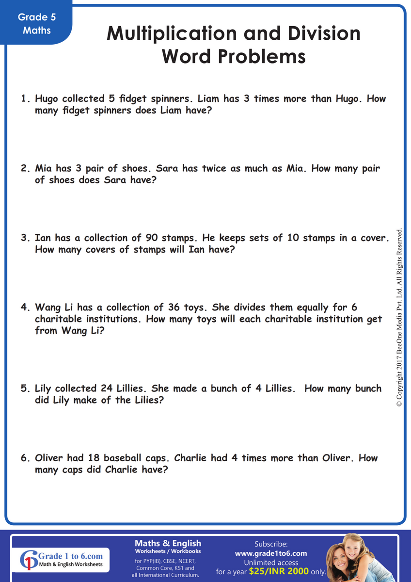 Multiplication And Division Word Problems Mental Maths Multiplication And Division Word Problems Mental Maths