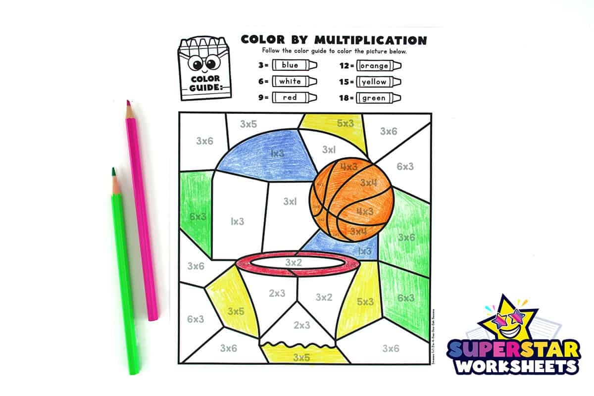 Multiplication Color By Number Superstar Worksheets Easter Color By Code Multiplication Worksheets For 2nd 3rd The Simplified Classroom