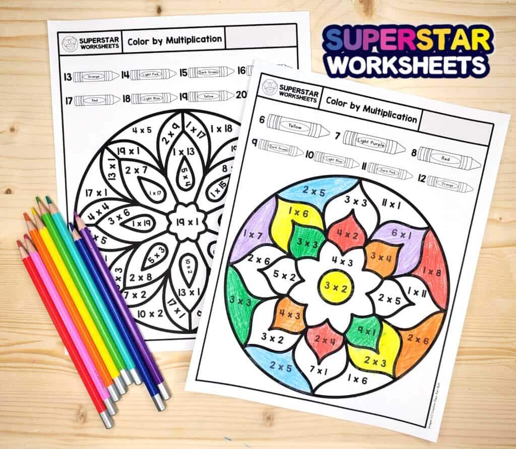 Multiplication Color By Number Superstar Worksheets Multiplying Times Table Numbers 0 12 Color By Number Activity Worksheet K 5 Teachers And Students In The Math Classroom Classful