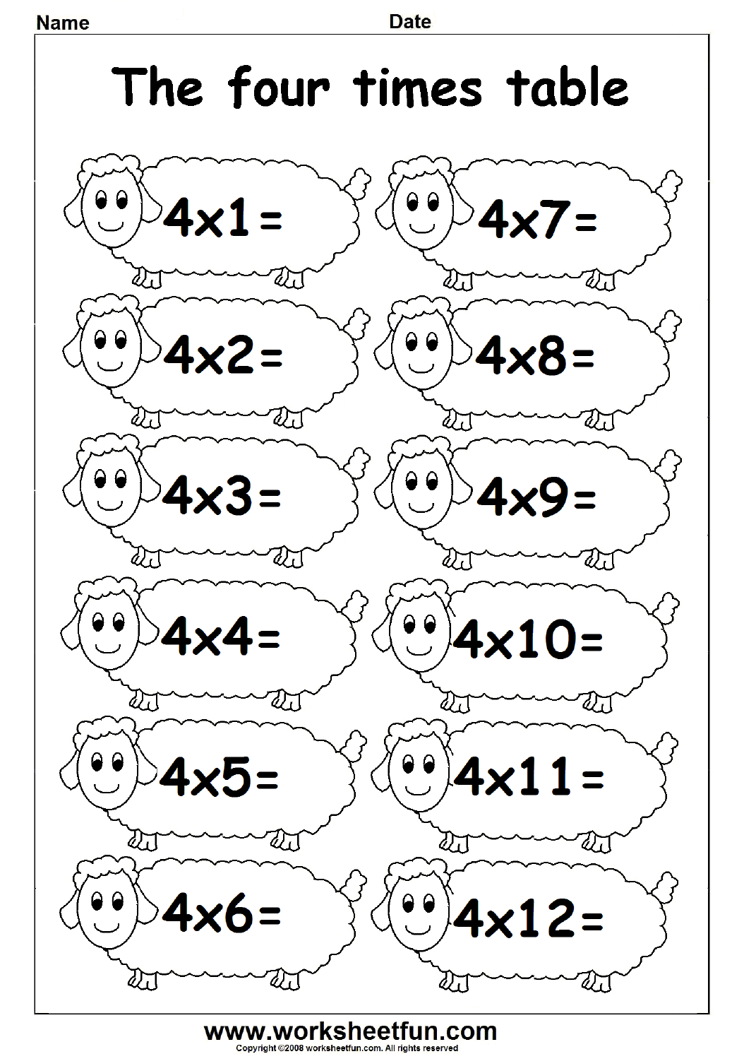 Multiplication Times Tables Worksheets 2 3 4 Times Tables Three Worksheets FREE Printable Worksheets Worksheetfun 4 Times Table