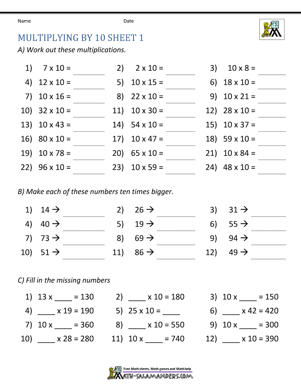 Multiplying By 10 And 100 Worksheets Multiplying Decimals Worksheets