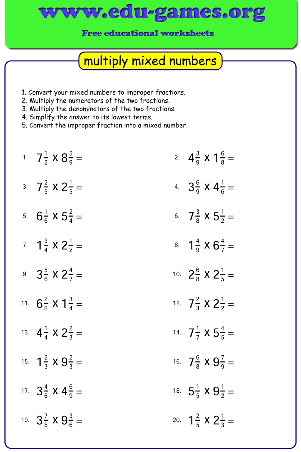 Multiplication Worksheets For Grade 3
