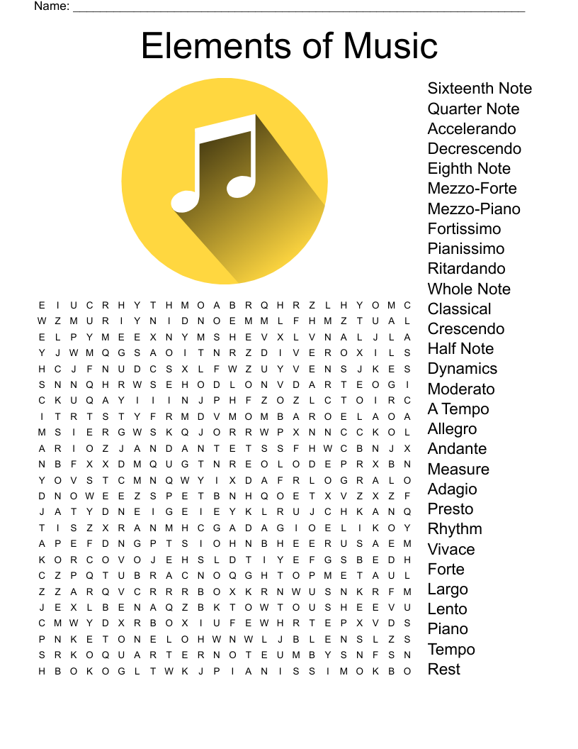 Music Vocabulary Worksheet WordMint Music Vocabulary Worksheet WordMint