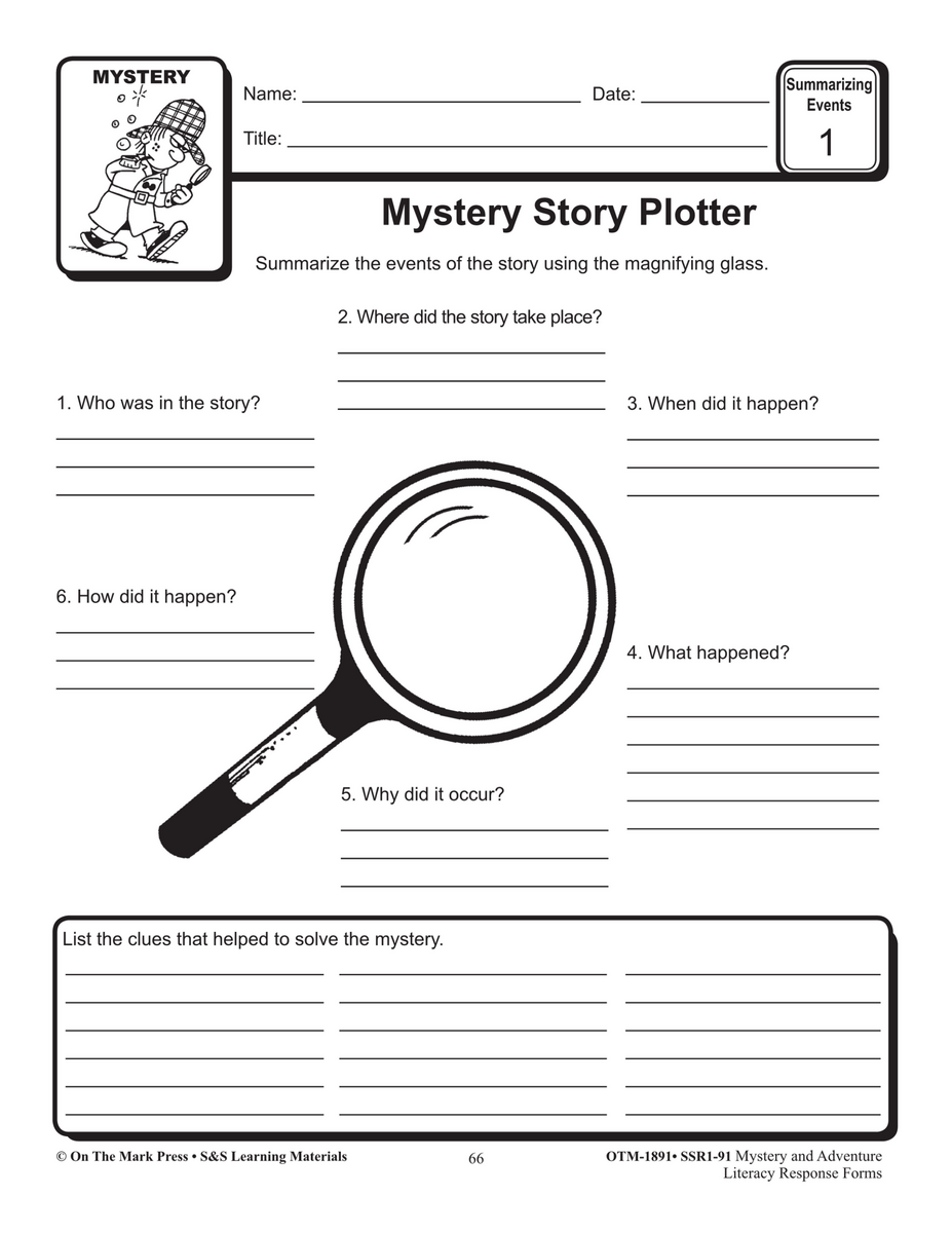Mystery Adventure Response Forms Summarizing Events Worksheets Grades 4 6 Worksheets Library