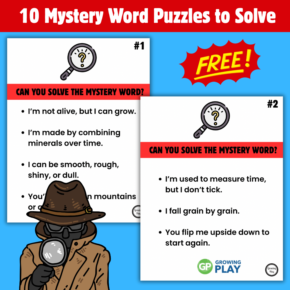 Mystery Word Clues Free Printable Packet Growing Play Spring Mystery Word Practice Editable