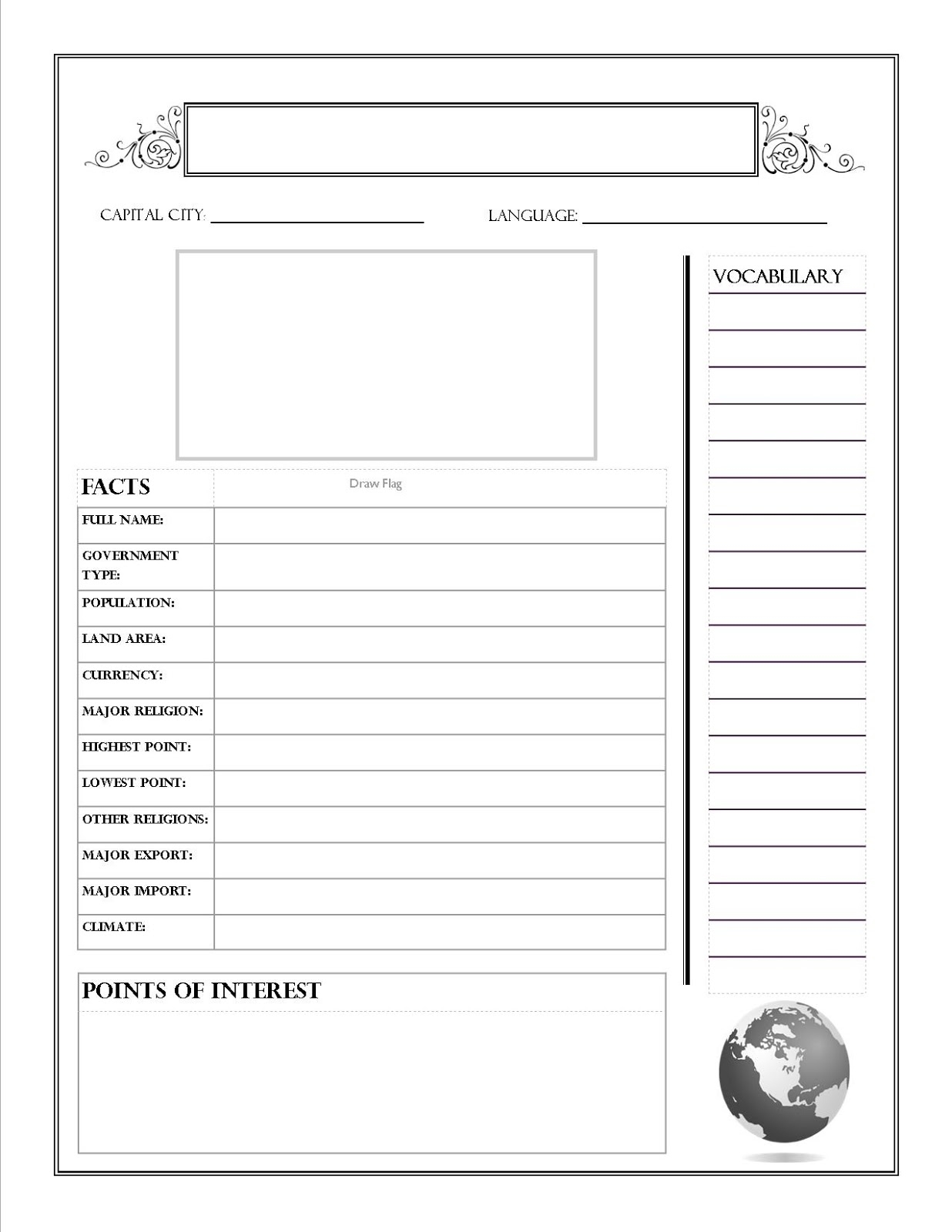 Free Printable Country Fact Sheet For An Easy Geography Lesson Layers Of Learning