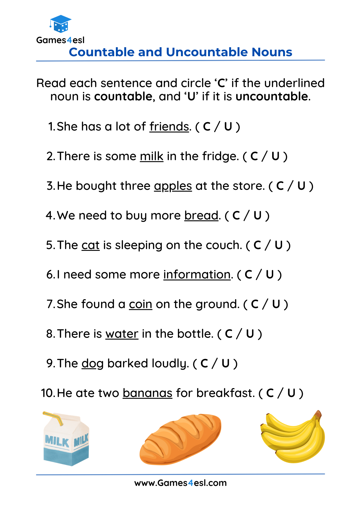 Noun Worksheets Games4esl Noun Worksheets Games4esl