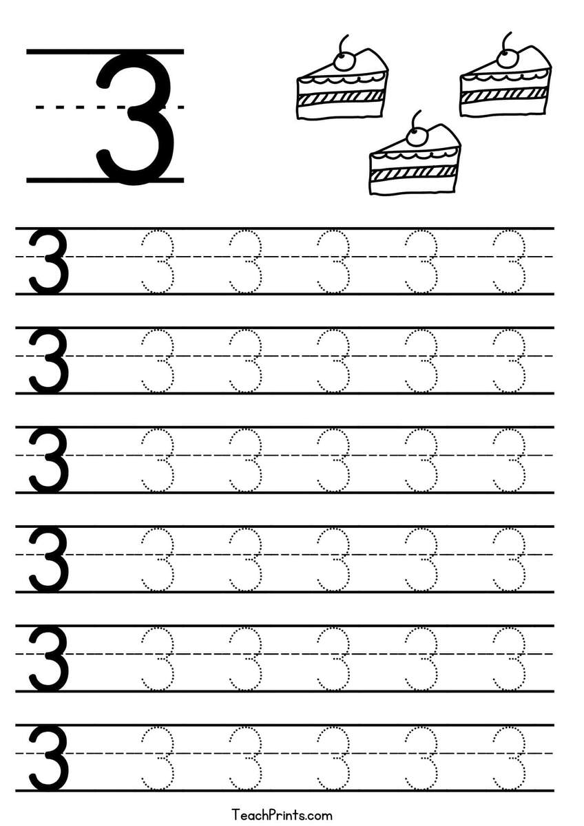 Number 3 Tracing Worksheets Free Printables Teach Prints Number 3 Tracing Worksheets Free Printables Teach Prints