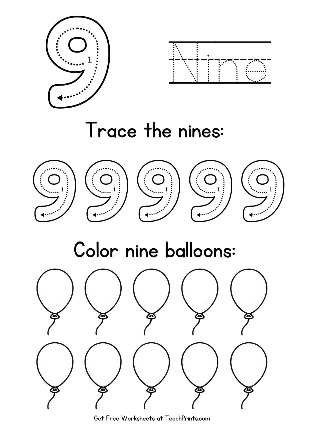 Number 9 Tracing Worksheets Free Printables Teach Prints Tracing Number 9 Hi Res Stock Photography And Images Alamy