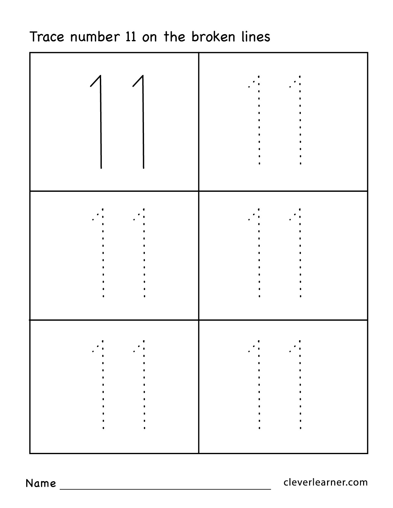 Number Eleven Writing Counting And Identification Printable Worksheets For Children Number Eleven Writing Counting And Identification Printable Worksheets For Children