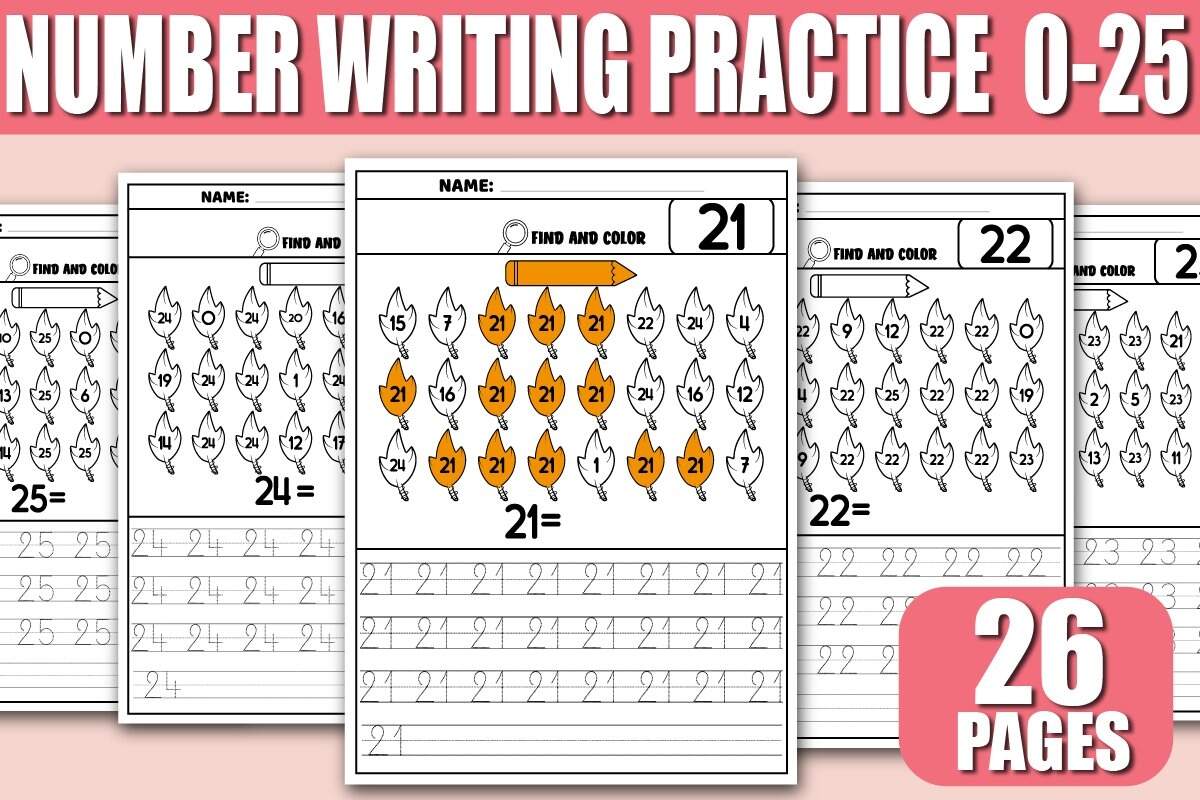 Number Writing Practice 1 25 Number Recognition Activity Number Tracing 0 25 Letter Writing Recognition Activities