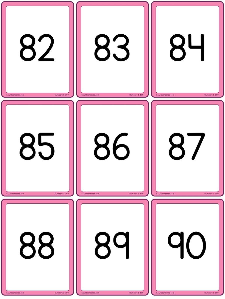 Free Printable Number Flashcards 0 100 With Words