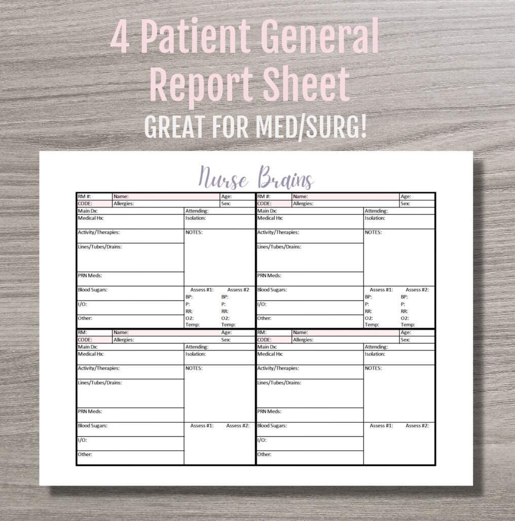 Nurse Brain Sheet 4 Patient Report Med Surg PDF Download Etsy Nurse Brain Sheet 4 Patient Report Med Surg PDF Download Etsy