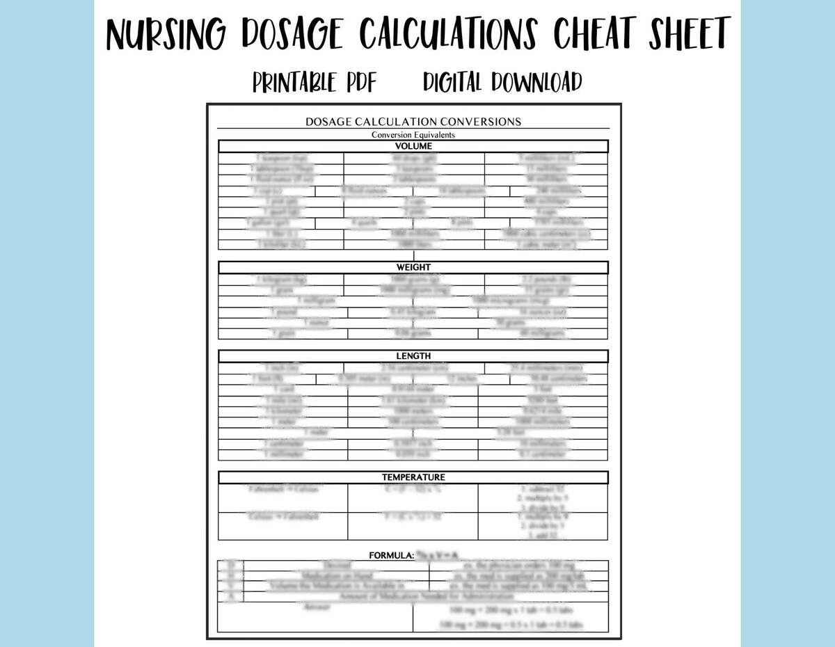 Nursing School Cheat Sheets Dosage Etsy Nursing School Cheat Sheets Dosage Etsy
