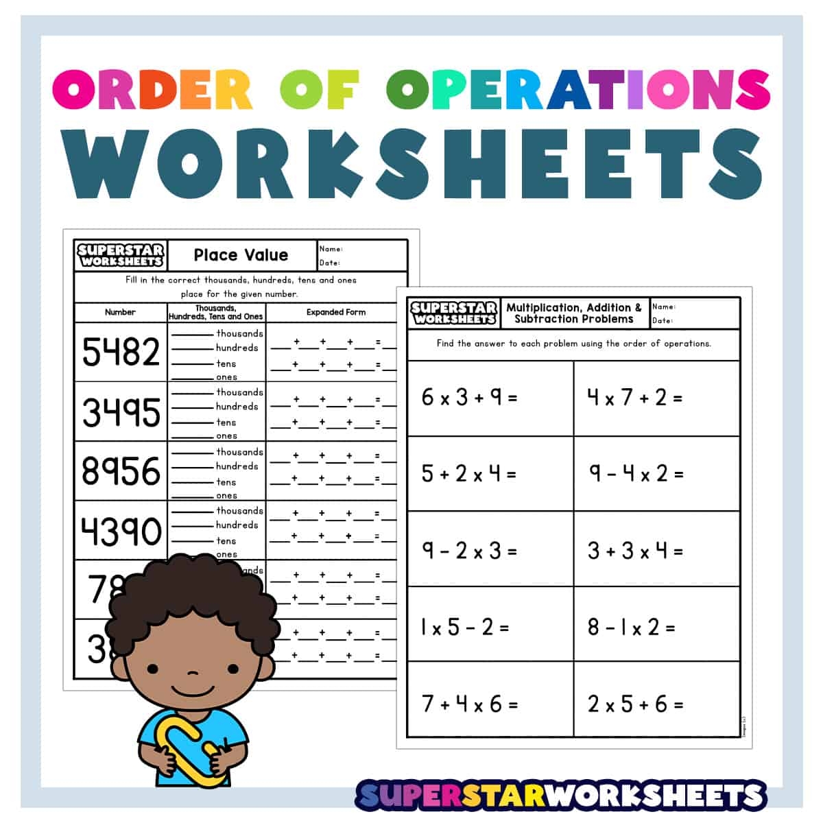 Order Of Operations Worksheets Superstar Worksheets PEMDAS Problems Worksheets 5th Grade