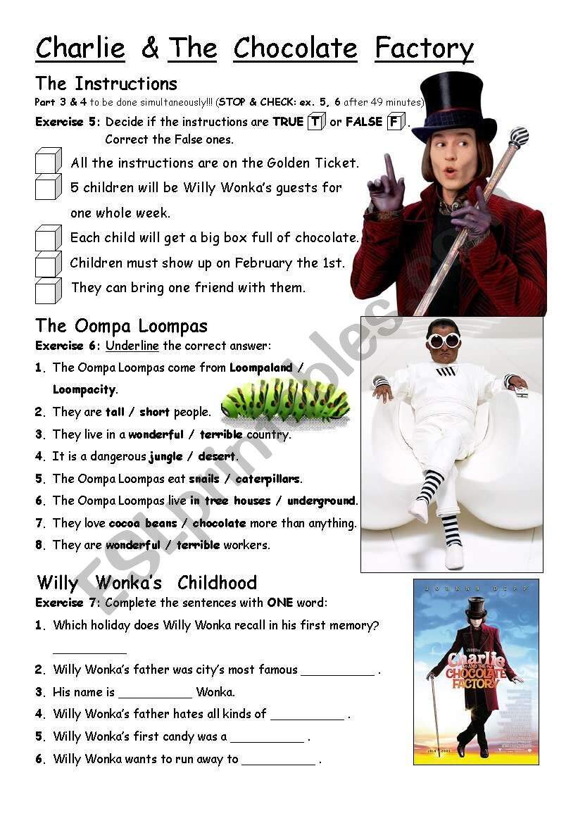 Charlie And The Chocolate Factory Free Printables PDF Reading Quests