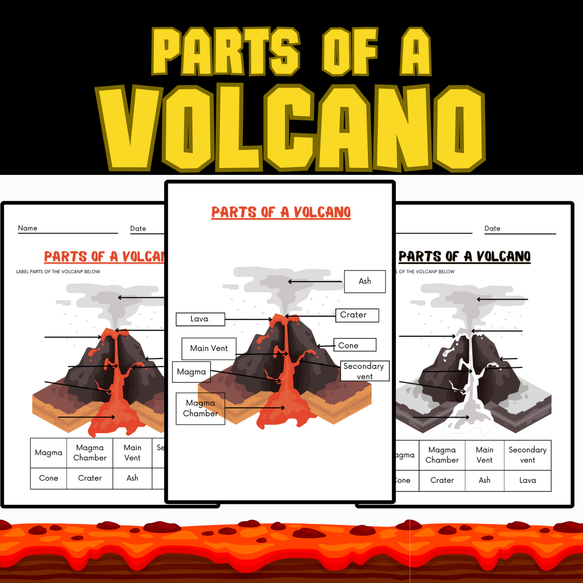 Volcano Volcano Printable Set Volcano Facts Instant Download Digital Download Kids Worksheet STEM Kid S Workbook Etsy