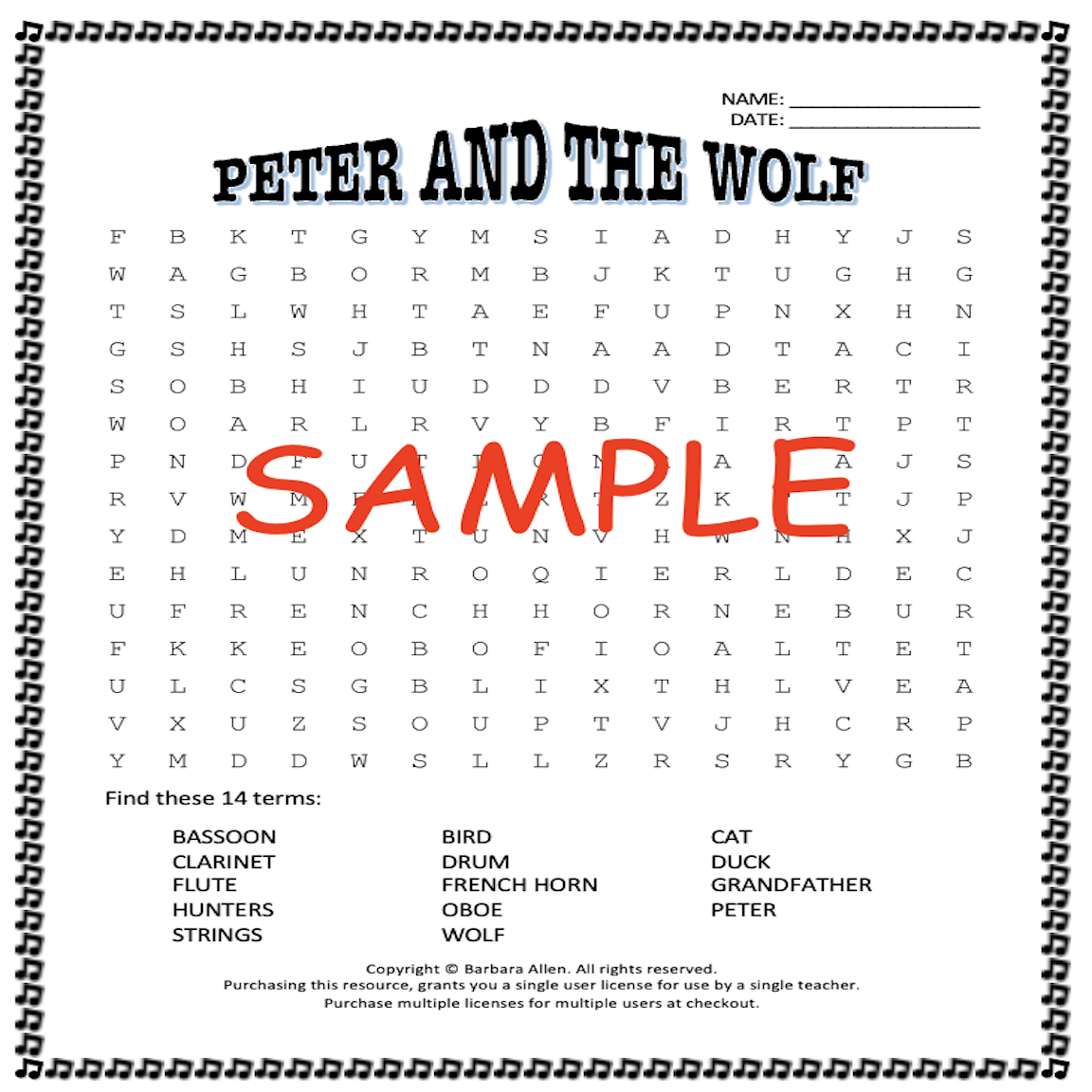 Peter And The Wolf Activity Fun Worksheets Packet Answer Keys Included Classful