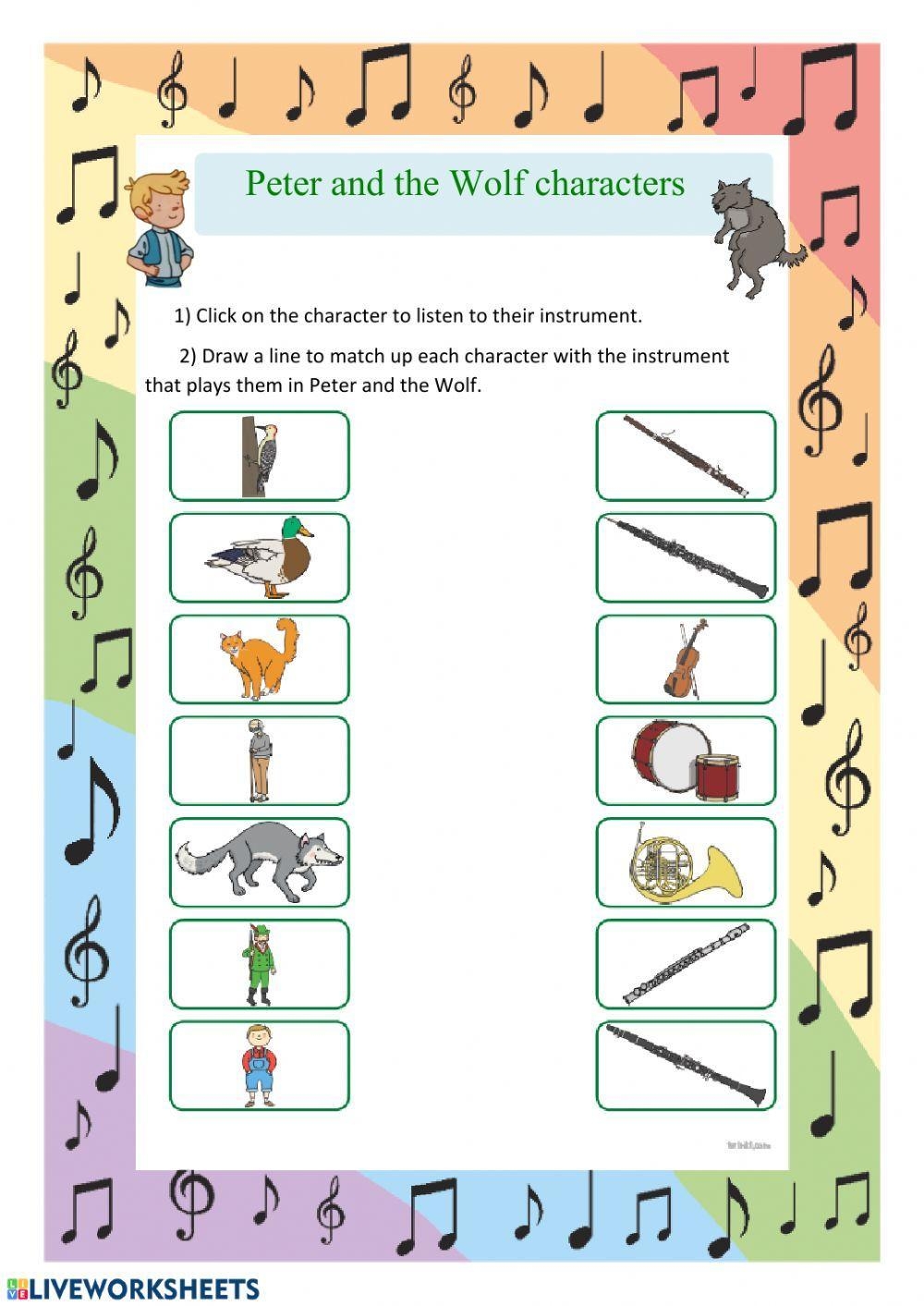 Peter And The Wolf Characters Worksheet Worksheets Library