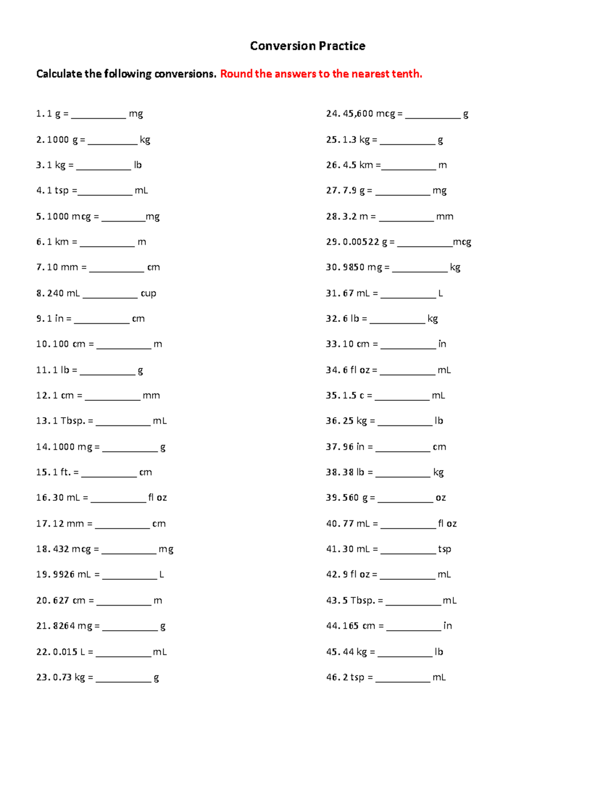 Pharmacy Dosage Conversion Practice Worksheet PHM 101 Studocu Drug Calculations Practice NCLEX Questions 100 Items Nurseslabs