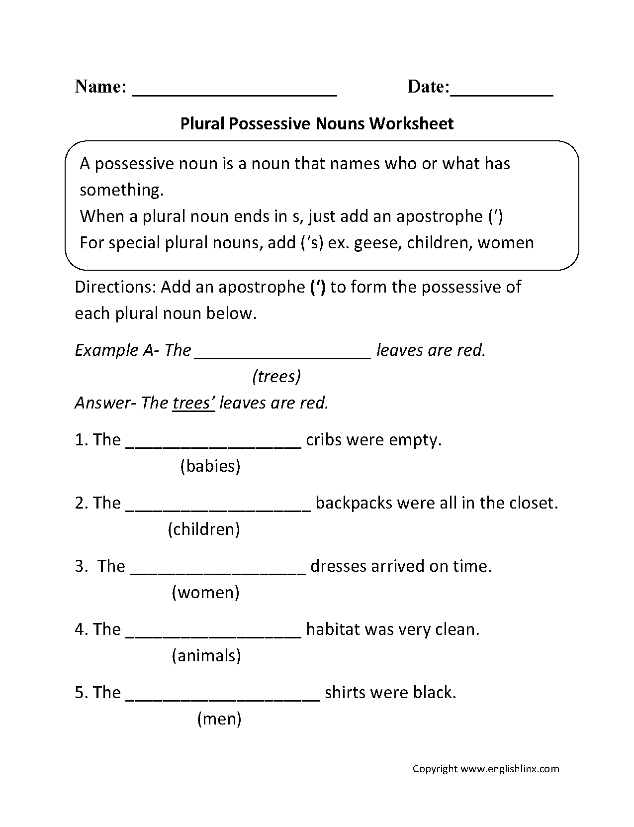 Possessive Nouns Worksheets Plural Possessive Nouns Worksheets Possessive Nouns Worksheets Plural Possessive Nouns Worksheets