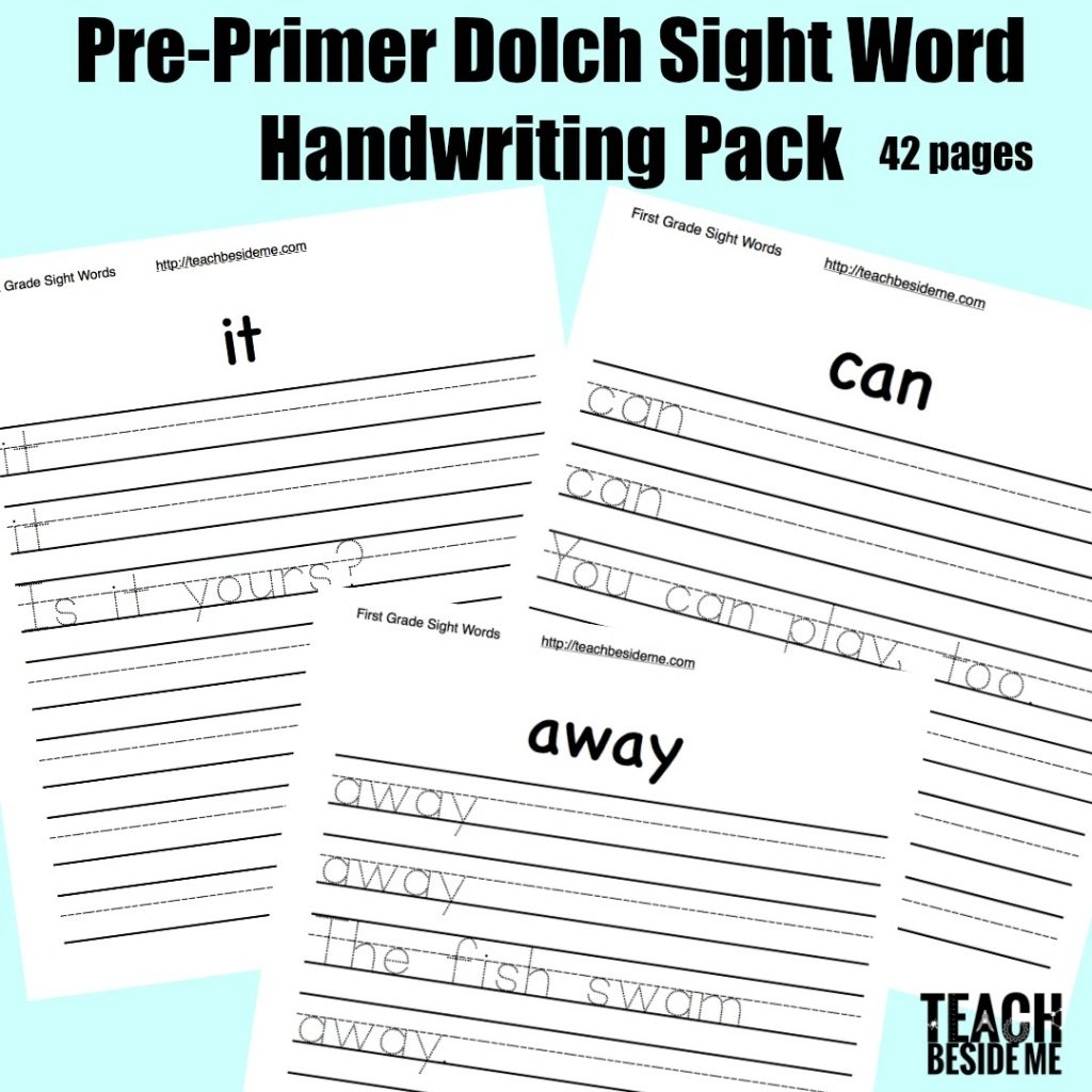 Pre Primer Dolch Sight Word Handwriting Teach Beside Me