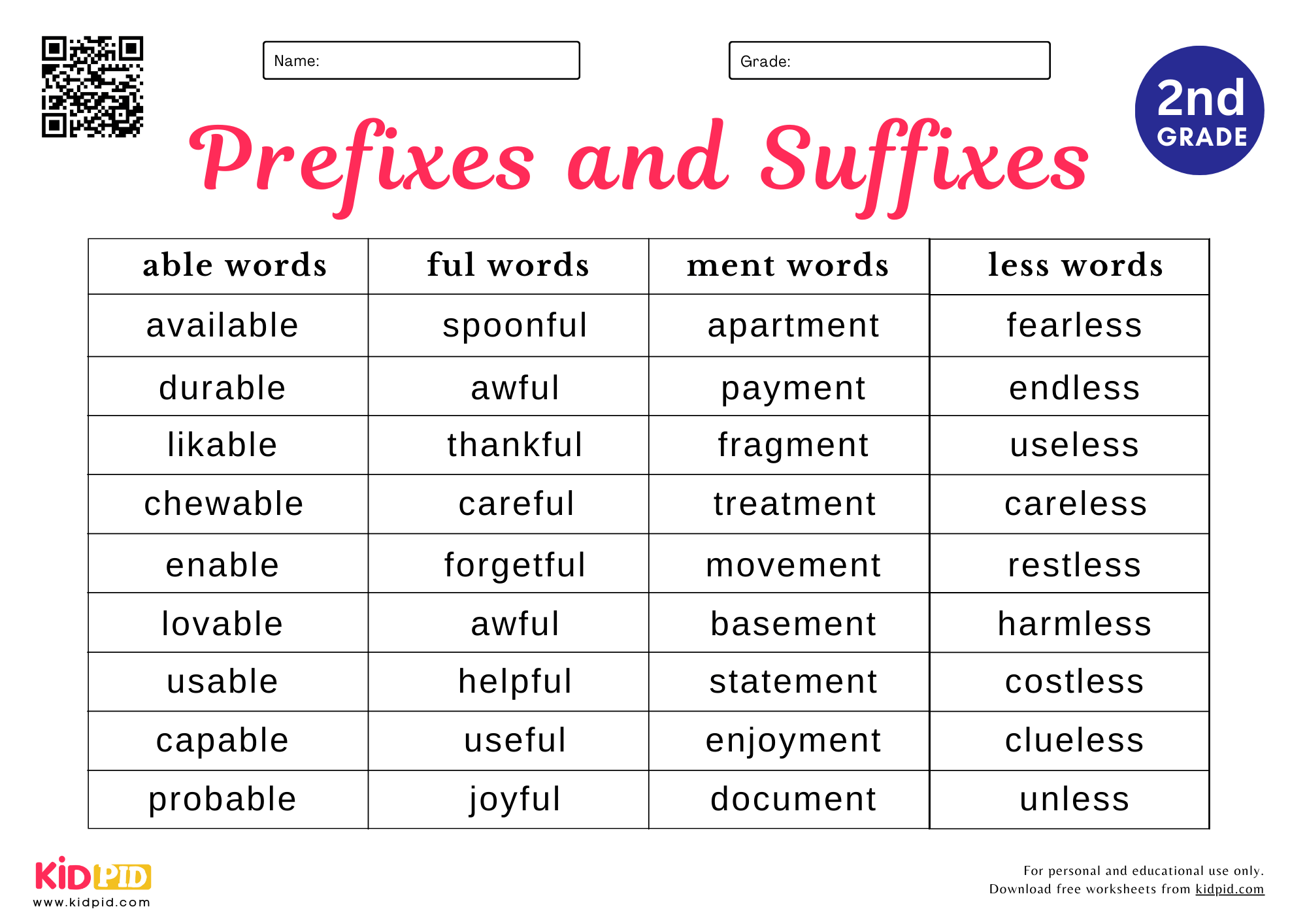 Prefixes And Suffixes Worksheet For Grade 2 Kidpid Prefixes And Suffixes Worksheet For Grade 2 Kidpid