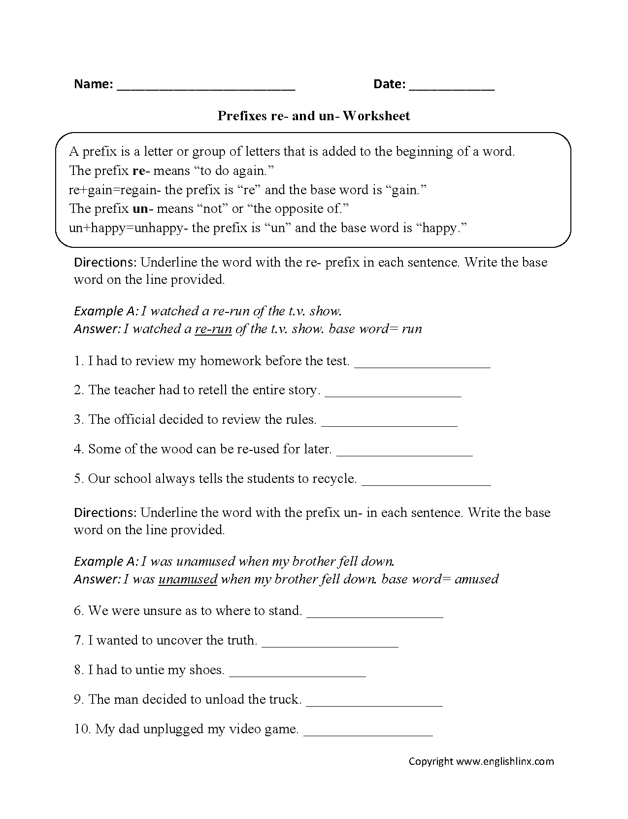 Prefixes Worksheets Free Printable Prefix Practice Prefixes And Suffixes Worksheet For Grade 2 Kidpid
