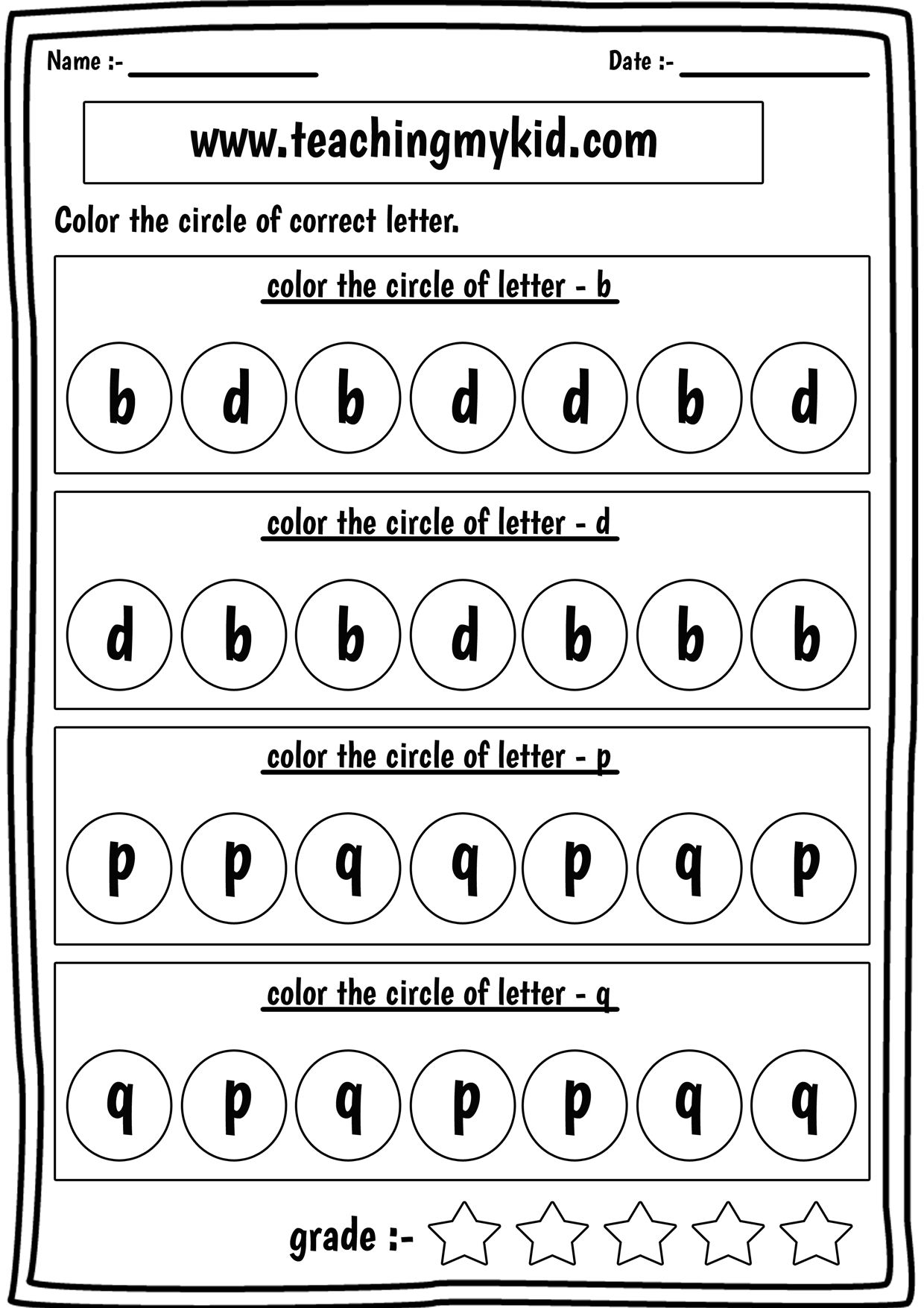 Preschool Printable Worksheets Confusing Letters B D P Q Worksheets Library