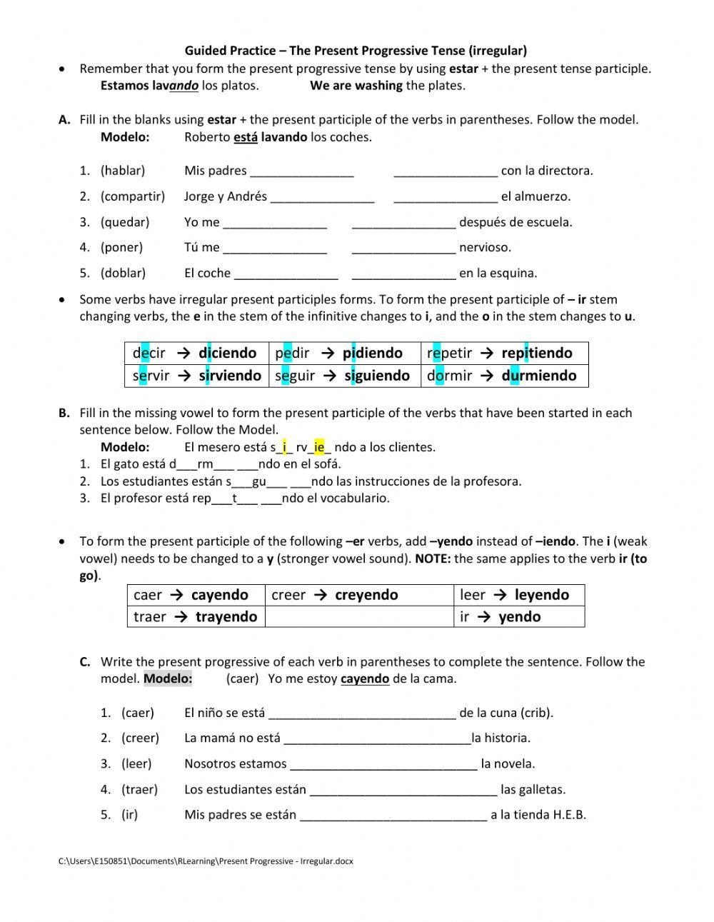 Present Progressive Irregular Guided Practice Worksheet Live Worksheets Library Present Progressive Irregular Guided Practice Worksheet Live Worksheets Library