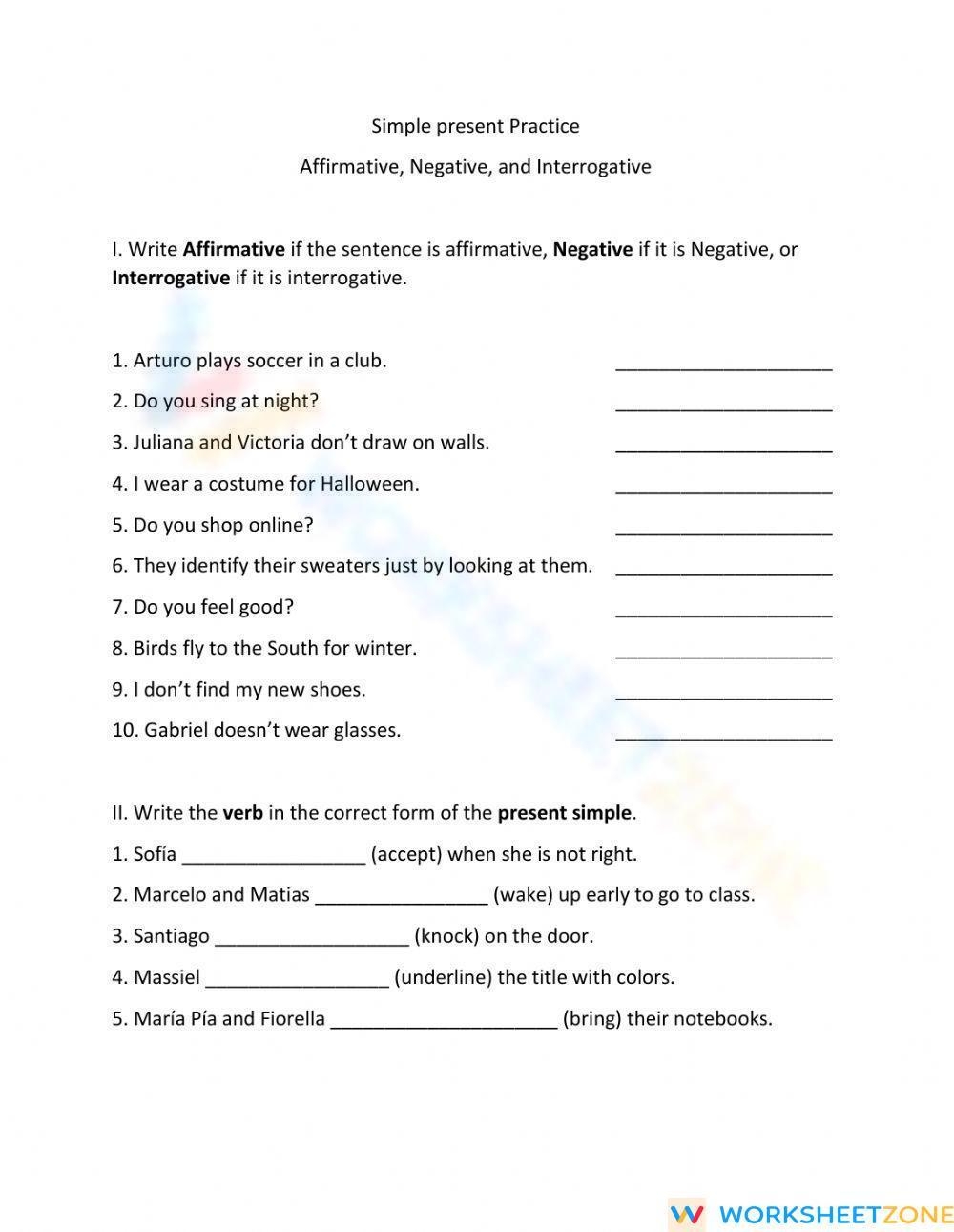 Present Simple Affirmative Negative Interrogative Worksheet DO And Does Affirmative Negative Interrogative ESL Worksheet By Blizzard1