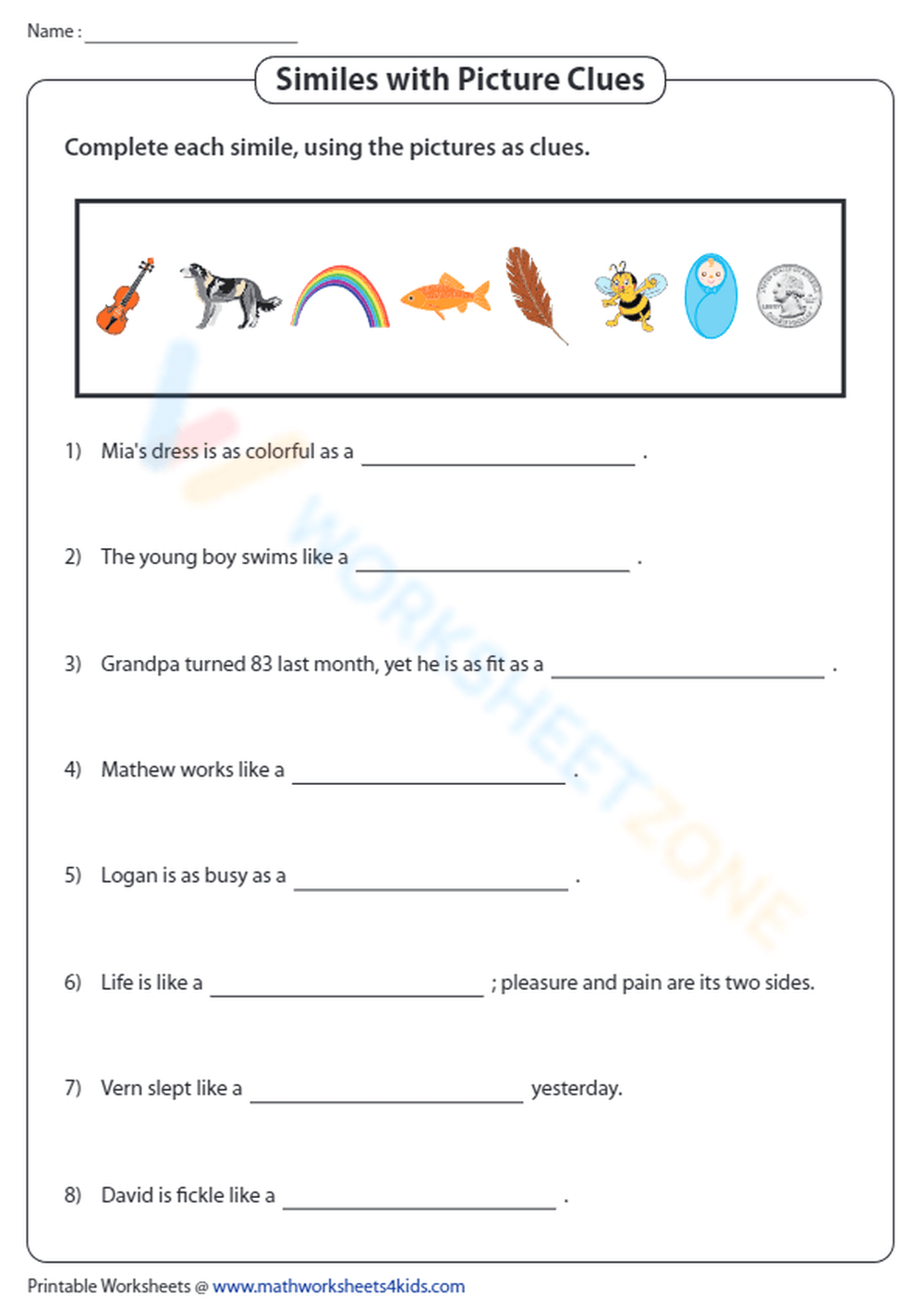 Printable 5th Grade Similes Worksheets Download Printable 5th Grade Similes Worksheets Download