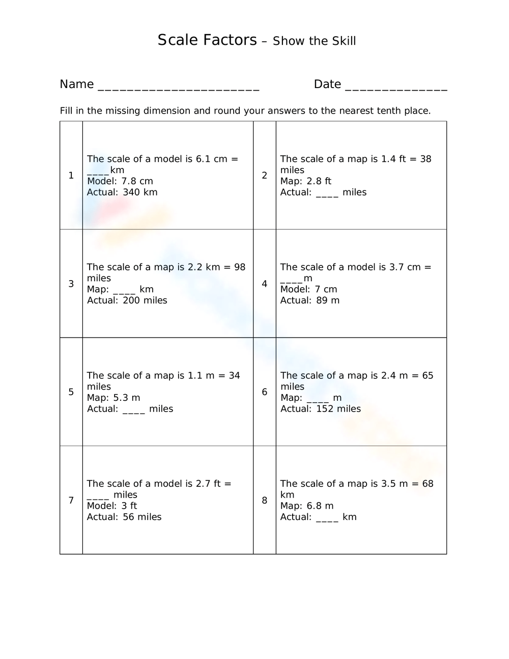 Printable 7th Grade Scale Factor Worksheets Scale Factor Activity Task Cards 7 G 1 Bright In The Middle