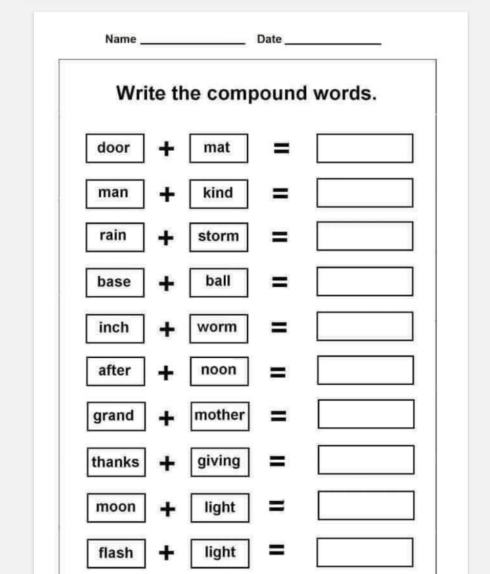Printable Compound Words Pdf Activity School For Kids Compound Words Free Printables Superstar Worksheets