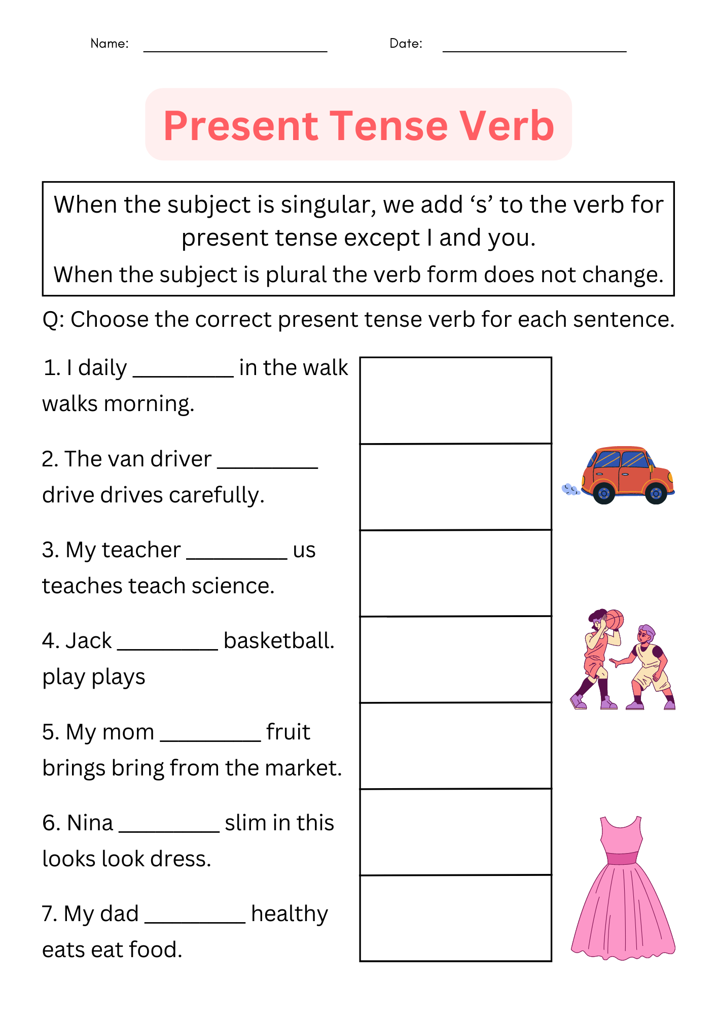 Printable Grammar Simple Present Tense Verb Worksheets With Answers For Grade 1 Made By Teachers Printable Grammar Simple Present Tense Verb Worksheets With Answers For Grade 1 Made By Teachers