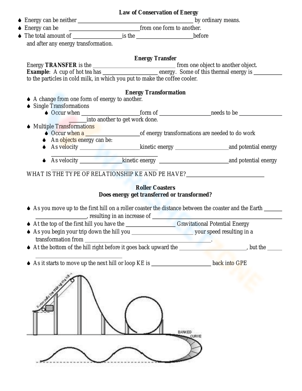 Printable Kinetic Potential Energy Worksheets Download