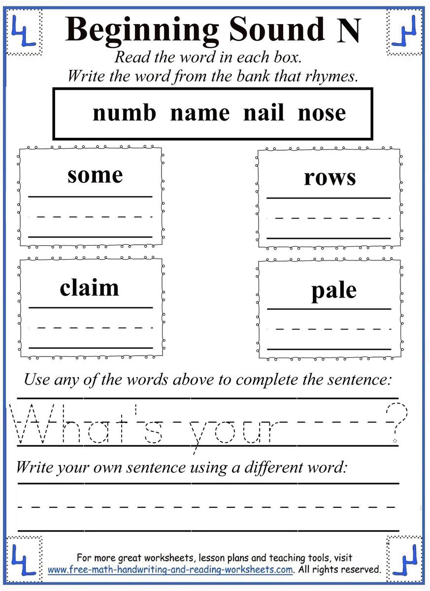 Printable Letter N Worksheets