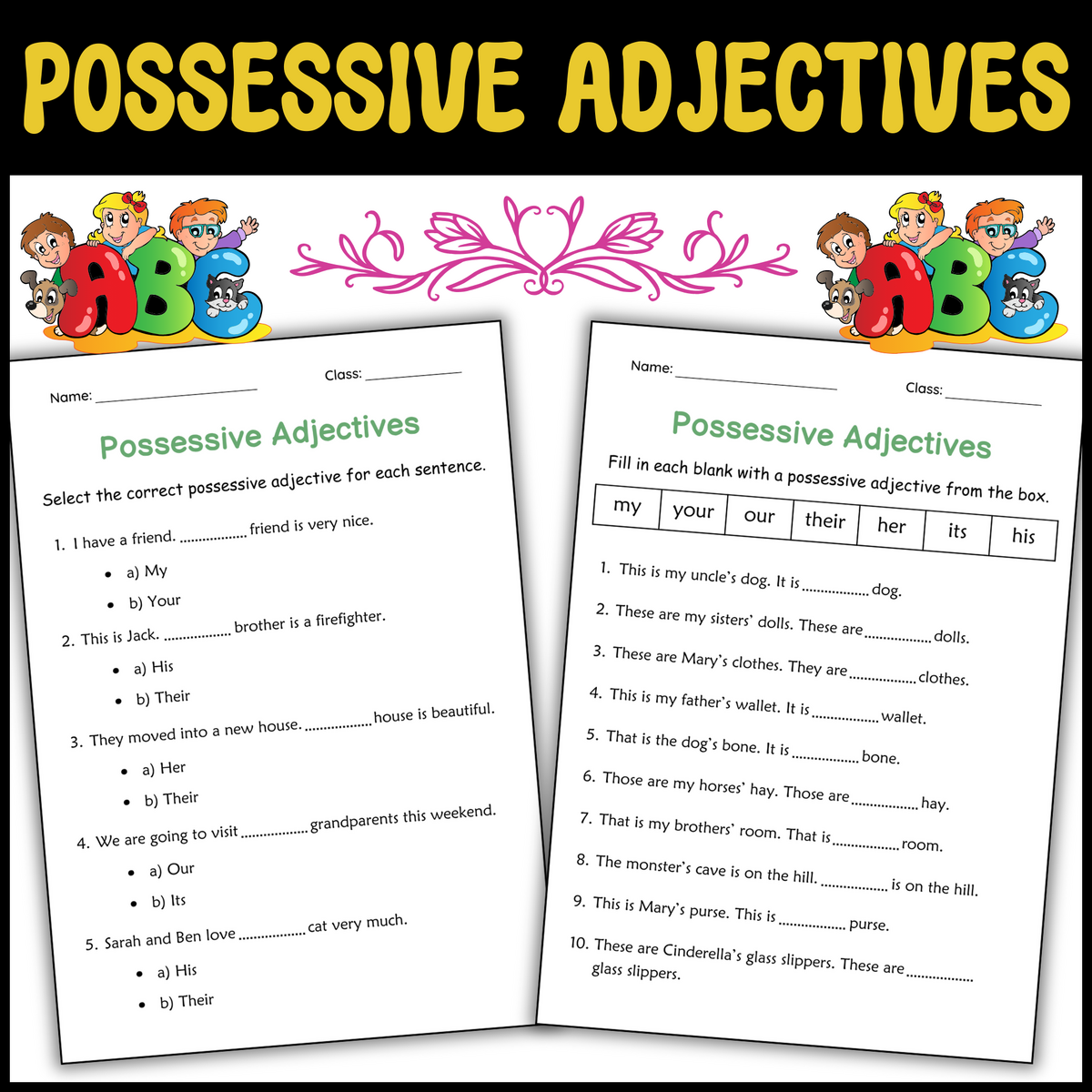Printable Possessive Adjectives Grammar Worksheet For Grade 1 Made By Teachers Printable Possessive Adjectives Grammar Worksheet For Grade 1 Made By Teachers