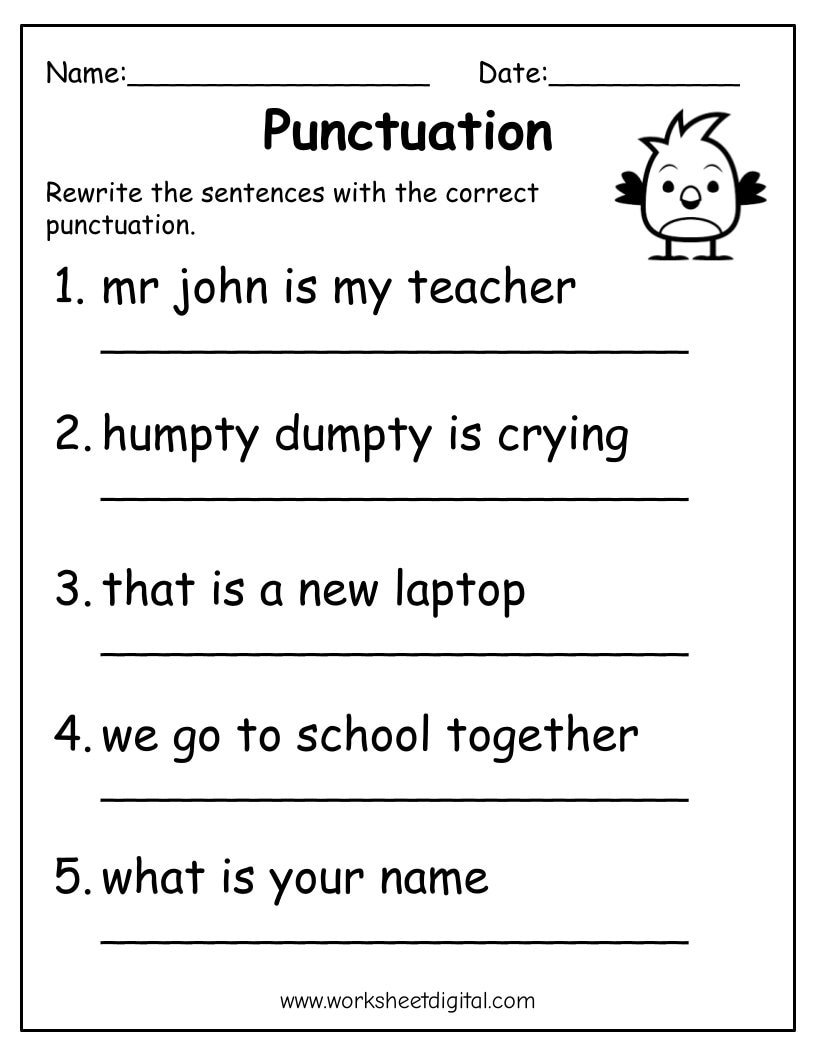 Printable Punctuation Practice Worksheets For Kids PDF Etsy Printable Punctuation Practice Worksheets For Kids PDF Etsy