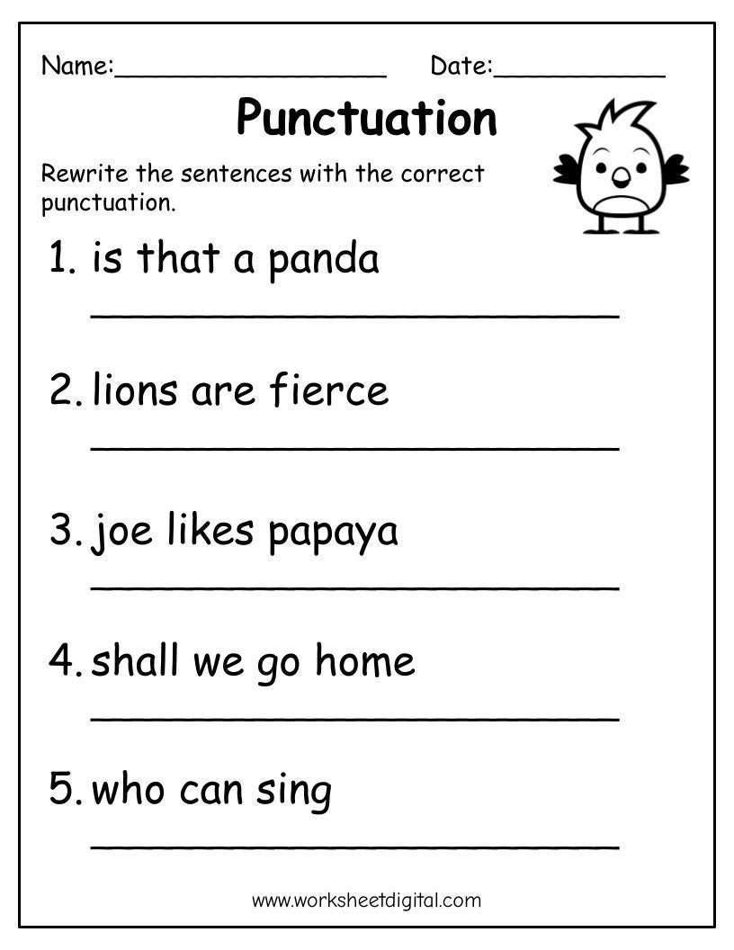 Printable Punctuation Practice Worksheets For Kids PDF Etsy Printable Punctuation Practice Worksheets For Kids PDF Etsy