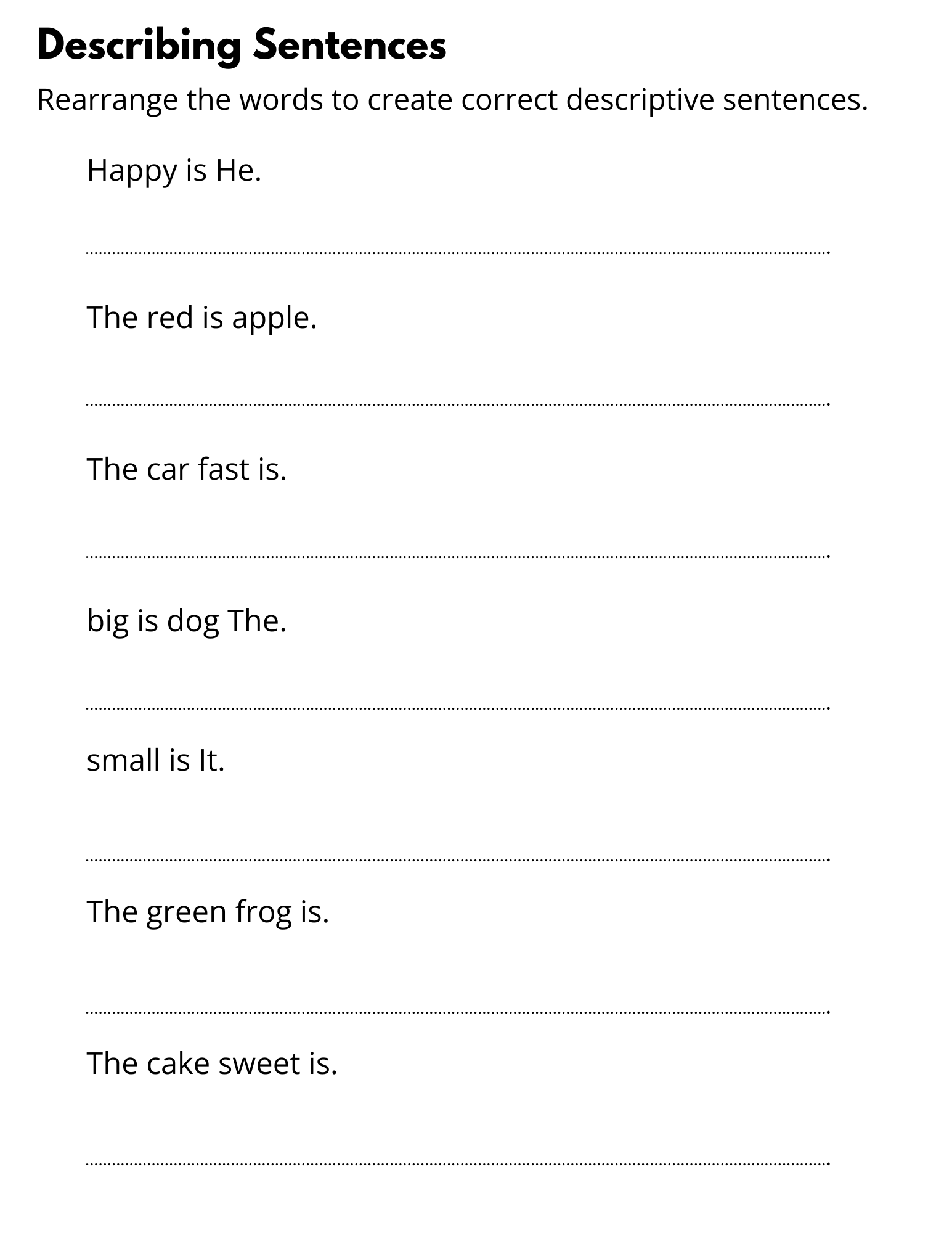 Printable Simple Rearrange Sentences Worksheet For Grade 1 With Answers Made By Teachers Printable Simple Rearrange Sentences Worksheet For Grade 1 With Answers Made By Teachers