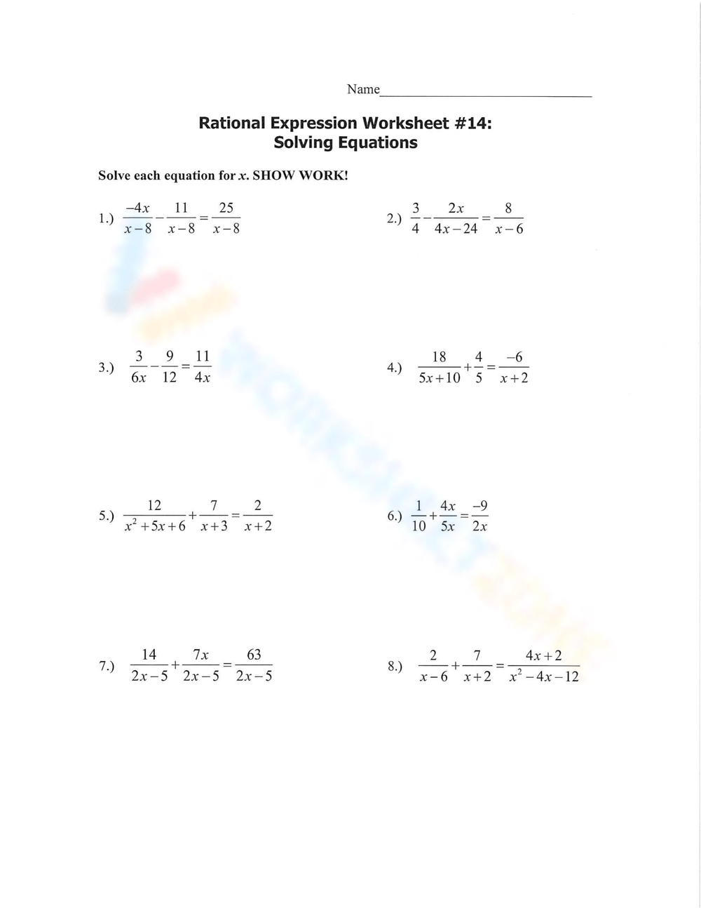 Printable Simplifying Rational Expressions Worksheets Printable Simplifying Rational Expressions Worksheets