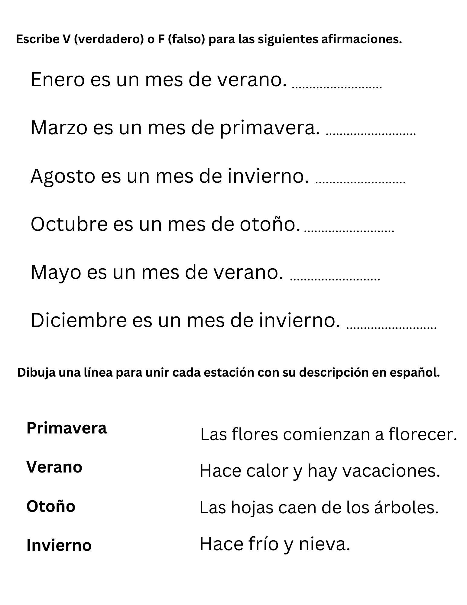 Printable Spanish Months And Seasons Worksheet Meses Y Estaciones Del A O Made By Teachers Spanish The Weather Worksheets By Teach Simple