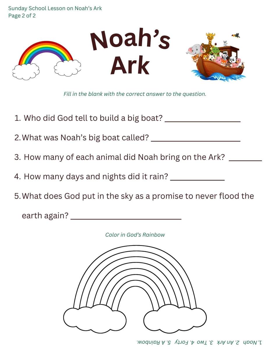 Printable Sunday School Lesson On Noah S Ark Etsy Printable Sunday School Lesson On Noah S Ark Etsy