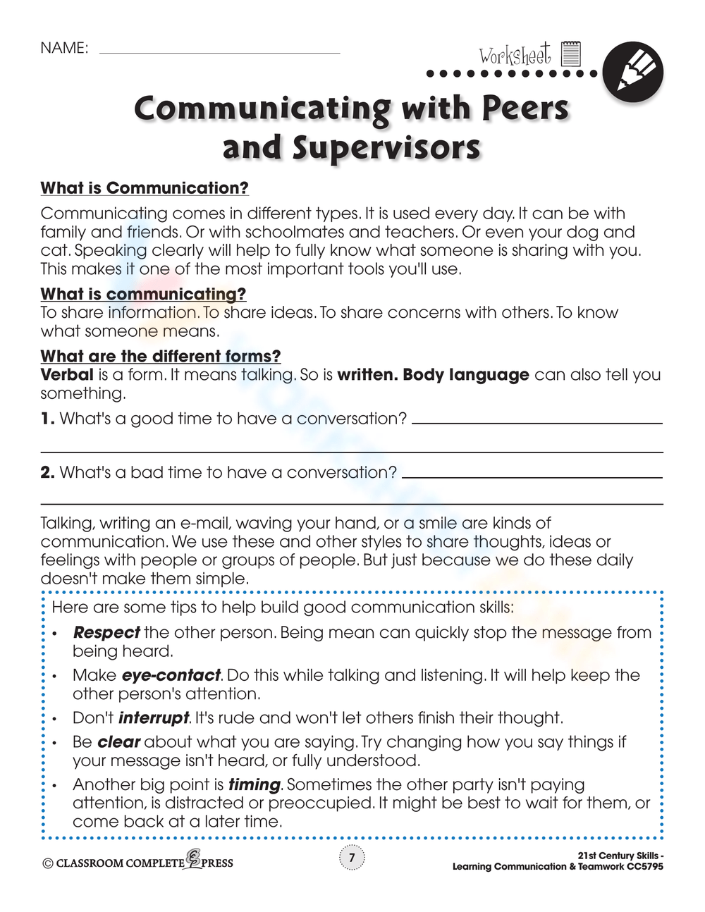 Printable Teaching Communication Skills Worksheets Printable Teaching Communication Skills Worksheets