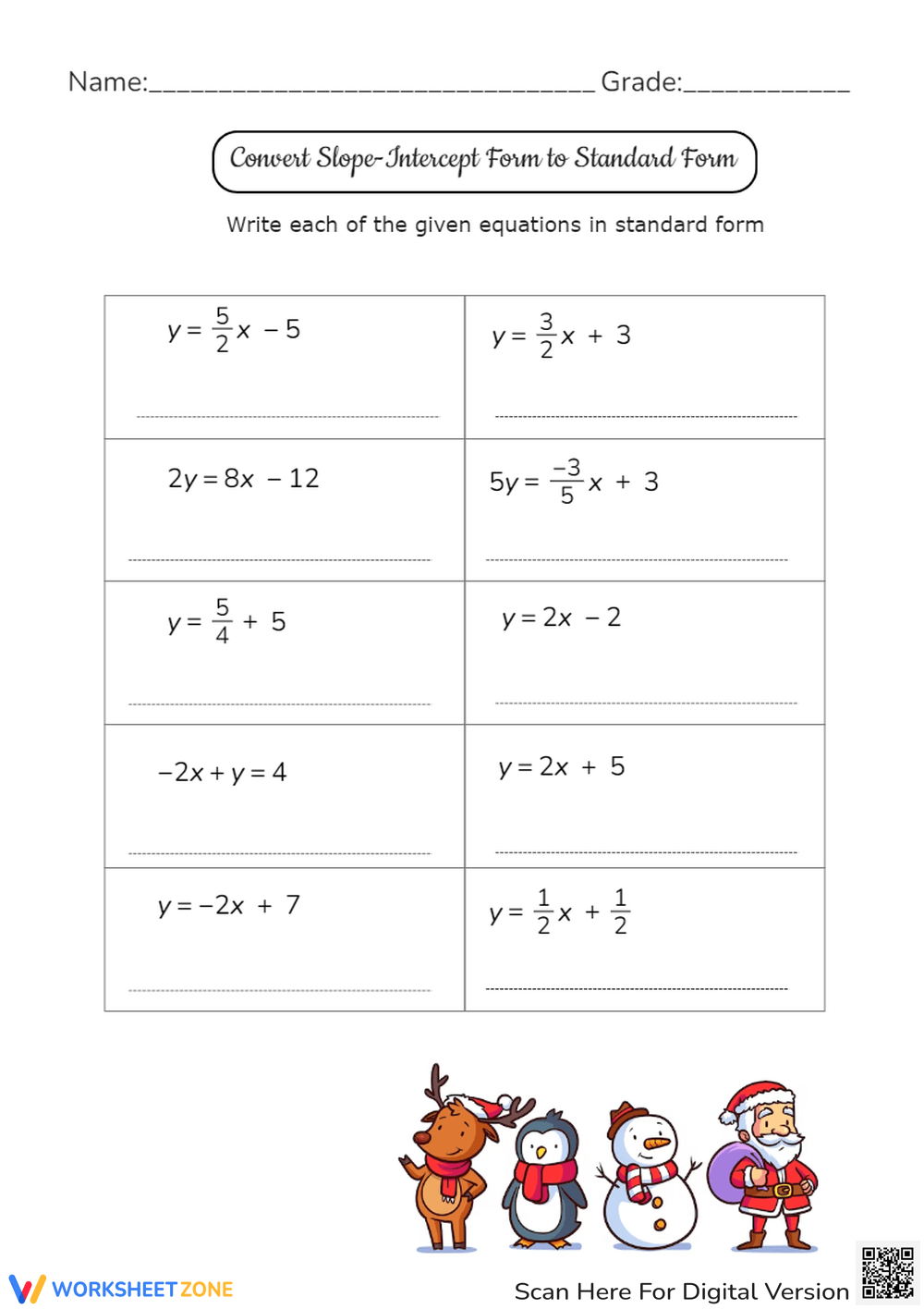 Printable Writing Linear Equations Worksheets Free Worksheets For Linear Equations Grades 6 9 Pre Algebra Algebra 1