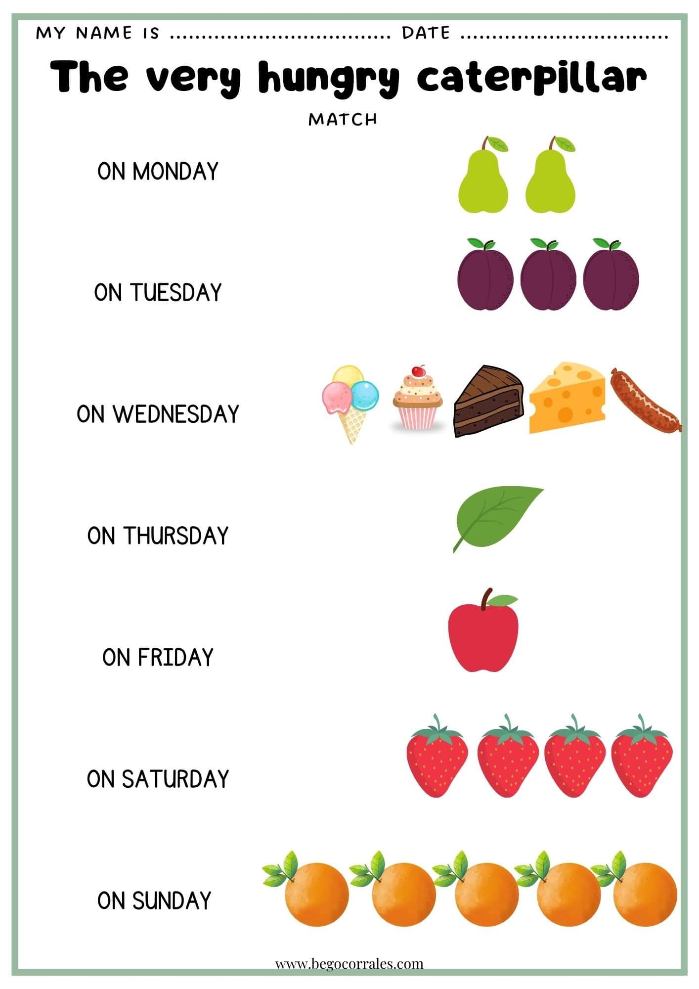 Profes Papel Tijera The Very Hungry Caterpillar Worksheets The Very Hungry Caterpillar Primary EFL Resources